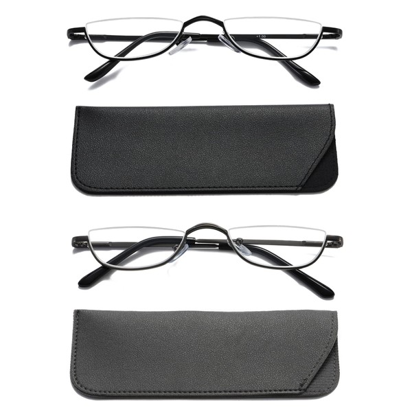 Viseng 2 Pairs Half Frame Reading Glasses for Women Men