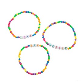 Fun Express Sayings Rainbow Beaded Friendship Bracelets - 12 Pc