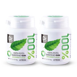 DC24 DAILY CARE 100% Xylitol Gum, No Aspartame, Sugar Free Chewing Gum, Natural Spearmint Flavor, Gluten Free, Vegan, 60 Pieces, Pack of 2