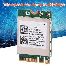 ASHATA WLAN Card WiFi Card, Tarjeta de Red RTL8822BE Dual Band 2.4G/5G M.2 Interfaz Soporte para Bluetooth 4.2, Soporte para Win 7, para Win 8 y para Win 10 System