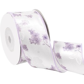 CABODYALS 10 Yards 1.5 Inch Purple Floral Wired Ribbon Flower Print Ribbon Spring Summer Flowers Printed Fabric Ribbon with Spool for Gift Wrapping Sewing Craft Christmas Wedding Invitations Diy Decor