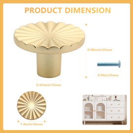 Gelewuld Round Cabinet Knobs, 6 Pcs Drawer Knobs, Kitchen Gold Cabinet Handles, Vintage Cabinet Pulls with Screws for Cupboard, Wardrobe