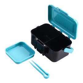 Leadigol Fishing Bait Box, Fishing Worm Container Fishing Live Baits Case with Tweezer Fishing Box Double-Layer Fishing Tackle Boxes Baits Container(Black&Blue)