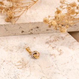 CARISSIMA Women's 9 ct 3 Colour Gold with Textured and Polished 4 Way Knot Pendant - CHAIN NOT INCLUDED