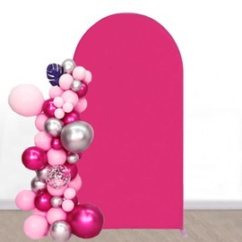 SINSSOWL 7.2 FT Arch Backdrop Cover Spandex Arch Cover Fitted Wedding Arch Backdrop Fabric Cover for Baby Shower Bridal Shower Birthday Party Gender Reveal Backdrop Decoration (Hot Pink)