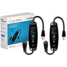 Lutron Smart Outdoor Plug for Caseta Smart Lighting, for Summer, Patio, Backyard, and Outdoor Lights, & Motors, 15A LED Fixtures & 1/2 HP Motors, PD-15OUT-BL-2, 2 Pack, Black