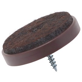 Adsamm® 32 x Felt-pads with screws | Ø 1,57'' (Ø 40 mm) | brown | round | Premium quality furniture sliders with screw