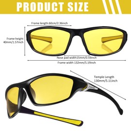 TOODOO 4 Pairs Men Polarized Sunglasses with UV Protection Driving Glasses Sports for Sport Outdoor Activities (Yellow)