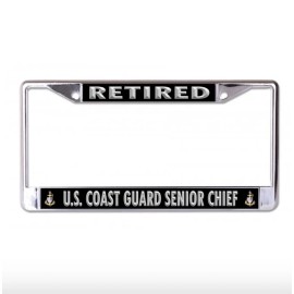 RETIRED US COAST GUARD SENIOR CHIEF CHROME LICENSE PLATE FRAME