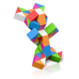 ROXENDA Magic Snake with 72 Segments, Magic Snake Cube Twist Puzzle - 3D Puzzles Games Fidget Snake Toy Christmas Stocking Fillers for Kids and Adults - 1 Pack (Rainbow)