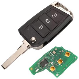 ProPlip Schlüssel komplett mit Elektronik zum Programmieren, kompatibel mit Golf 7 GTI MK7 Passat B8 Touran Sharan Skoda Octavia A7 Yeti Superb 434 MHz Megamos AES Fernbedienung blanko 5G0959752BB