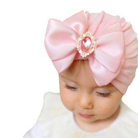NuanSumm 3 PCS Cotton Stretchy Baby Soft Turban Hats Baby Hat with Bows for Girls, Baby Boys Caps, Toddler, Newborn, Infant Hat Unisex (Natural Cotton, 3pcs Baby hat)