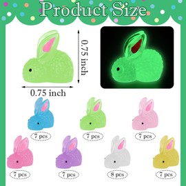 Tindobewan 50 PCS Tiny Rabbit Glow in The Dark Mini Resin Bunny Miniature Plastics Easter Rabbit Figures for Craft, Garden Decor, Home Decorations(Luminous Tiny Rabbit 7 Colors)