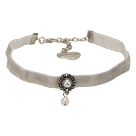 Alpenflüstern Women’s Narrow Velvet Traditional Heart Choker in Traditional Colours, DHK266