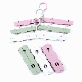 Logic Portable Hanger Travel Hanger with Pinch Folding Hanger with Exclusive Pouch for Travel, Travel, Business Trips, Laundry Hangers in 3 Colors, Set of 2 (6 Pieces), Pink, White, Green