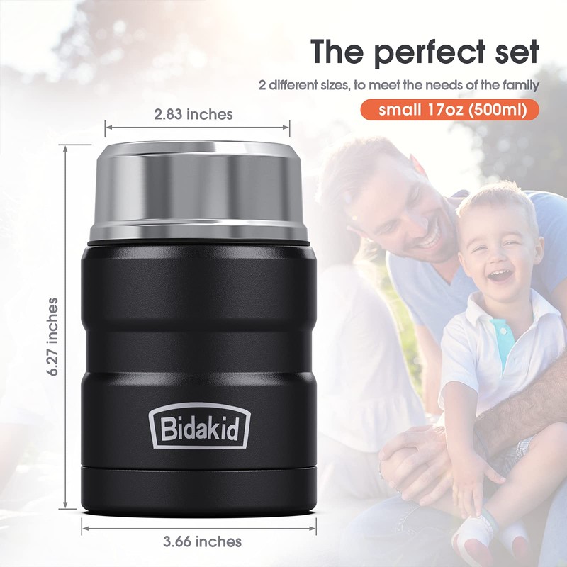 Bidakid Insulated Food Jar Set – 25.4oz & 17oz Stainless