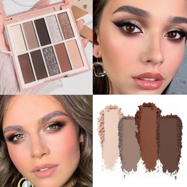 Neutral Nude Eye Shadow Palette,Matte Brown Bronze Naked Cream Eyeshadow Palette,make up pallets for women Highly Pigmented Natural Eyeshadow for Eyes Long Lasting Naturing-Looking,Blendable,Vegan