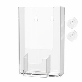 2 Pack Suction Cup Trifold Holder with Card Slot for 4" Menus and 2" x 3.5" Vertical Contact Info Cards Glass Walls or Window Mounting in Auto Shops Retail Shops or Big Box Stores by Marketing Holders