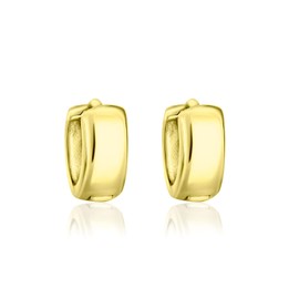 DTPsilver - Women's Hoop Earrings Hinge Small - Earrings 925 Sterling Silver Yellow Gold-Plated or Rose Gold-Plated - Thickness 2 mm - Width 4.5 mm - Diameter 10 mm, Sterling Silver