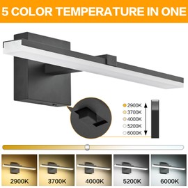 ZUZITO Modern Vanity Lights for Bathroom 18in Black Bathroom Light Fixtures Over Mirror 14W Bath LED Light 5CCT Dimmable