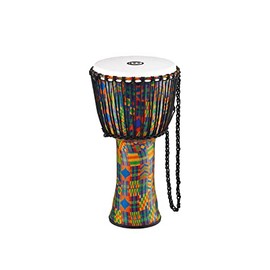 Meinl Percussion Travel Djembe Hand Drum Circle Instrument, Synthetic Shell and Head — NOT Made in China — African Mali Weave Rope Tuning, 2-Year Warranty, Kenyan Quilt, Large (PADJ2-L-F)