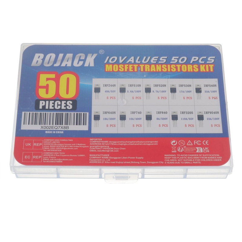 BOJACK 10 Values 50 Pcs IRFZ44N IRF510N IRF530N IRF540N IRF640N