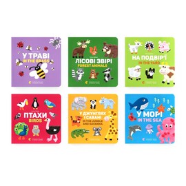 Generic Set of Bilingual (English/Ukrainian) Cardboard Cards for The Smallest (Included 6 Books) Bilingual Board Books for Kids 1-3 Years, 6 Pack, Ukrainian and English