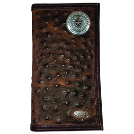 Custom Texas Seal Nocona Dark Ostrich Print Long Wallet