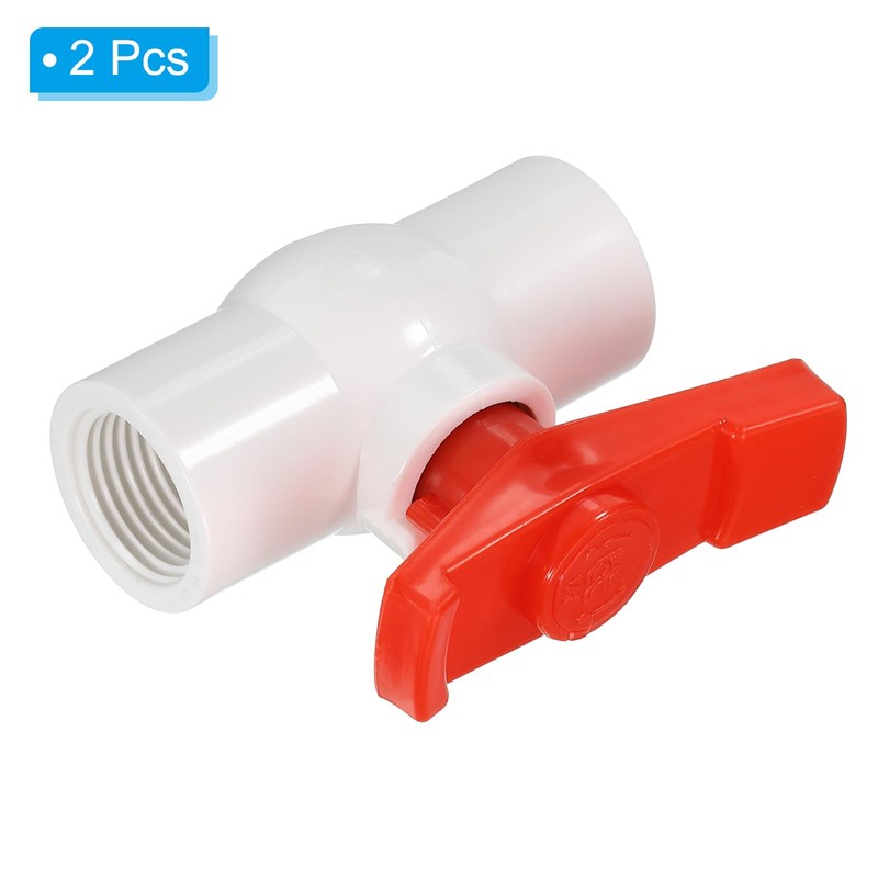 PATIKIL G1/2 PVC Ball Valve, 2 Pack Threaded Shut-Off Valve