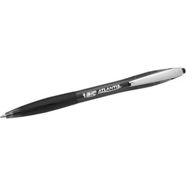 BIC Atlantis Classic Retractable Ball Pens - Box of 12- Black Colour- Medium Point (1.0 mm) - Soft Rubber Grip