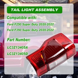 Tail Lights With Blind Spot Compatible with Ford F250 F350 Super Duty 2020 2021 2022 Rear Taillights Taillamp Assembly Halogen Left Driver Side