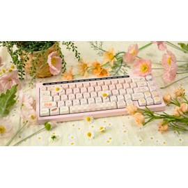 Virtdream R66 65% Voice-Activated Hot Swap RGB Triple Mode（2.4Ghz/Bluetooth 5.0/Wired） Wireless Top Gaming Keyboard,Knob Control Mechanical Keyboard, PBT Keycaps (Pink- Linear Switch)