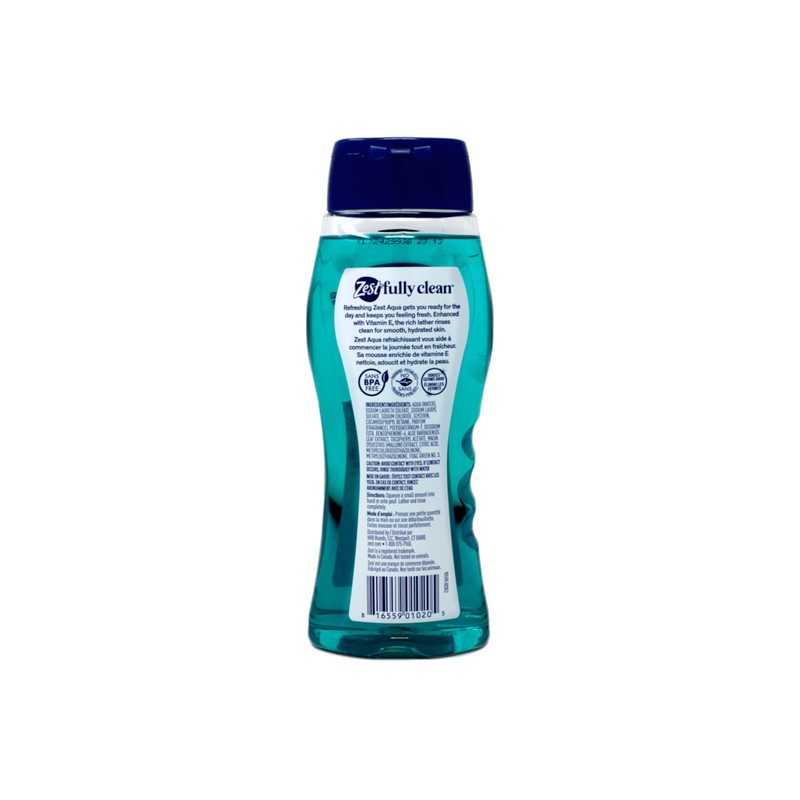 Zest Body Wash Aqua with Vitamin-E Hydrating 18 Ounce (Pack