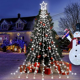 Outdoor Christmas Decorations Star String Lights, 320 LED 11.5 ft Waterfall Tree Lights with 8 Lighting Modes Christmas Star Lights for Indoor Outdoor Yard Home Festival Party Xmas New Year Decor