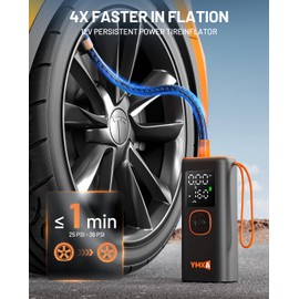 YMXA Car Tire Inflator Portable Air Compressor - 4X Faster 160 PSI, DC 12V Air Pump for Car Tires, Tire Pump for Car Portable with Large Dual Digital Screen, Portable Tire Inflator for Car,Motor,Ball