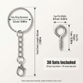 30 Sets Keychain Rings and Keyring Chains Set
