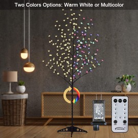 Lightshare 6.5FT LED Lighted Cherry Blossom Tree, 208 LED Warm White to Multicolor, Timer and Dimmer with Remote, Home Garden, Summer, Wedding, Holiday, Party Decoration for Indoor and Outdoor Use