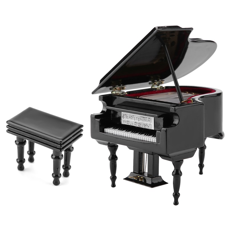 Exquisite Wooden Mini Piano Model Display Decoration Home Coffee House