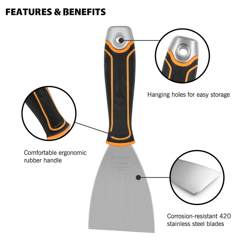 ROLLINGDOG 3" Angled Putty Knife - Paint Scraper 5 Degree