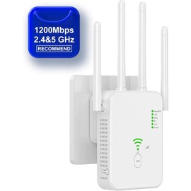 WiFi Booster Wireless Long Range Extender High Speed WiFi Router Repeater Amplifier Access Point 1200Mbps Dual Band 5GHz+2.4GHz Internet Signal Booster Ethernet/LAN Port 802.11b/g/n WPS Home Office