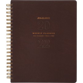 2022 Weekly & Monthly Planner by AT-A-GLANCE, 8-1/2" x 11", Large, Wirebound, Signature Collection, Distressed Brown (YP90509)