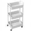 Sywhitta 3-Tier Plastic Rolling Utility Cart with Handle, Multi-Functional Storage