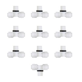 EZRODI 1802-A RO Tee Union 1/4" Male NPT X 1/4" Push Connect X 1/4" Push to Connect Fittings with Black O'ring for RO Water filter System(Pack of 10)