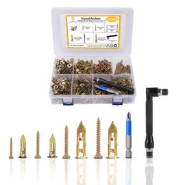 Jyphorixal 420Pcs Self Drilling Drywall Anchors with Screws Kit,Zinc Plated Steel,4 Sizes Expansion Screws and 2 Sizes Wall Anchors, Easy Application No Drill or Holes in Wall.
