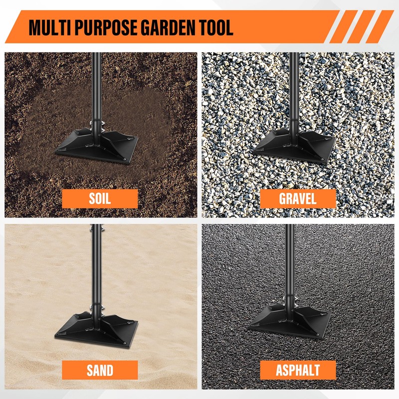 Garden Steel Tamper with 45 Inch Handle, Hand Ground Tamper