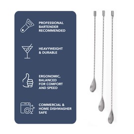 A Bar Above Bar Spoon Set of 3 (12”, 15”, & 17”) –Stainless Steel Cocktail Stirrer Bar Set for Mixing Glass or Shaker – Spiral Handle Drink Stirrers Bar Supplies – Professional Mixing Spoons