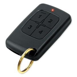 Seco-Larm SK-939T4-GNUQ 4-Button/15-Channel RF Pendant Transmitter, LED Transmission Indicator, Operates Up to 500ft, IP66 Weatherproof, Compatible with All 433.92MHz Receivers, Black