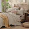 CASAAGUSTO King Size Comforter Set, 7 Pieces Oatmeal Seersucker Bed