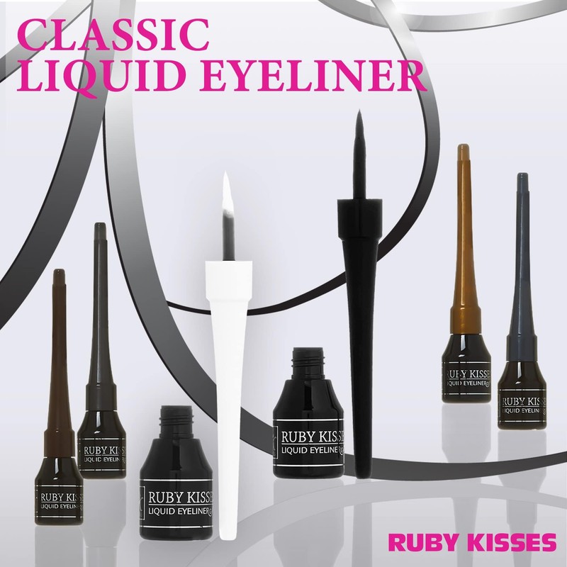 Ruby Kisses Classic Liquid Eyeliner, Smudgeproof Long Lasting Eye Makeup