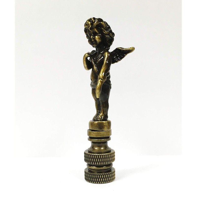 Lamp Finial-Cherub-Antique Brass Finish, Highly Detailed Metal Casting